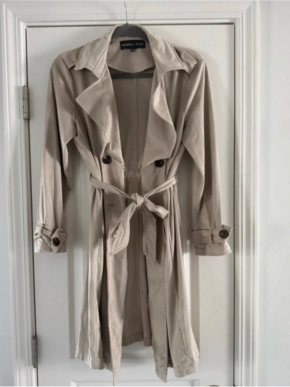 Kendall & Kylie Light Beige Tie-Waist Trench Coat